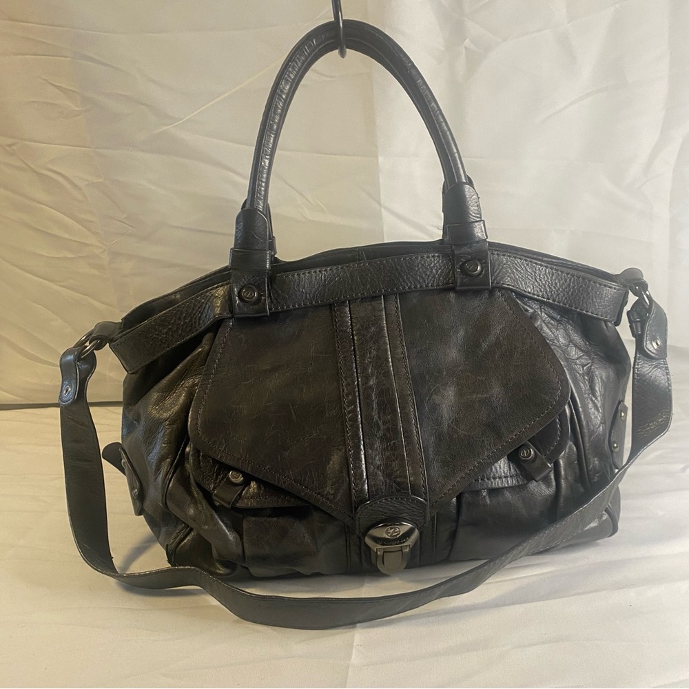 Francesco Biasia Black Vintage Leather Satchel
